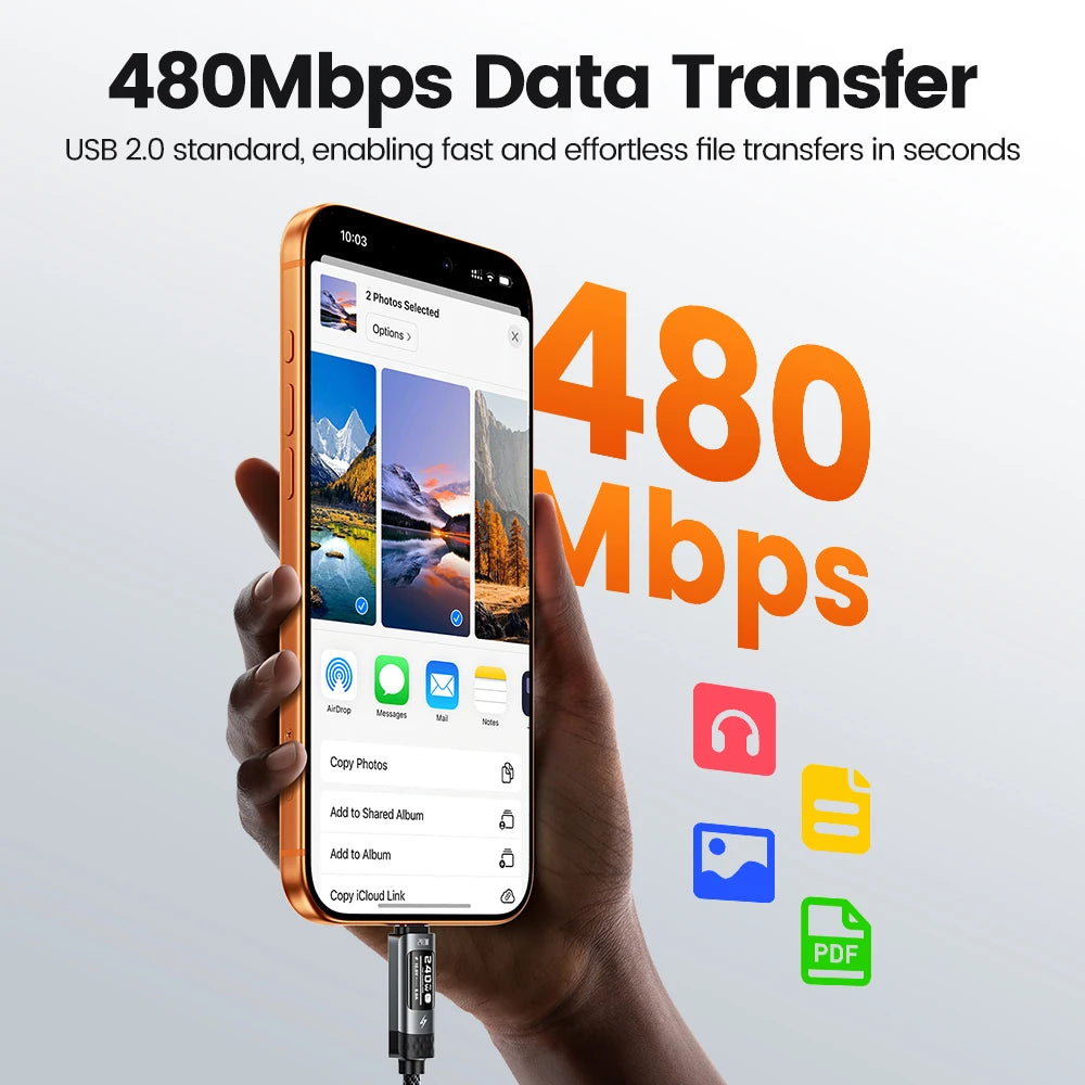 Cable USB C 240W Toocki OLED Carga Rápida PD 3.1 480Mbps