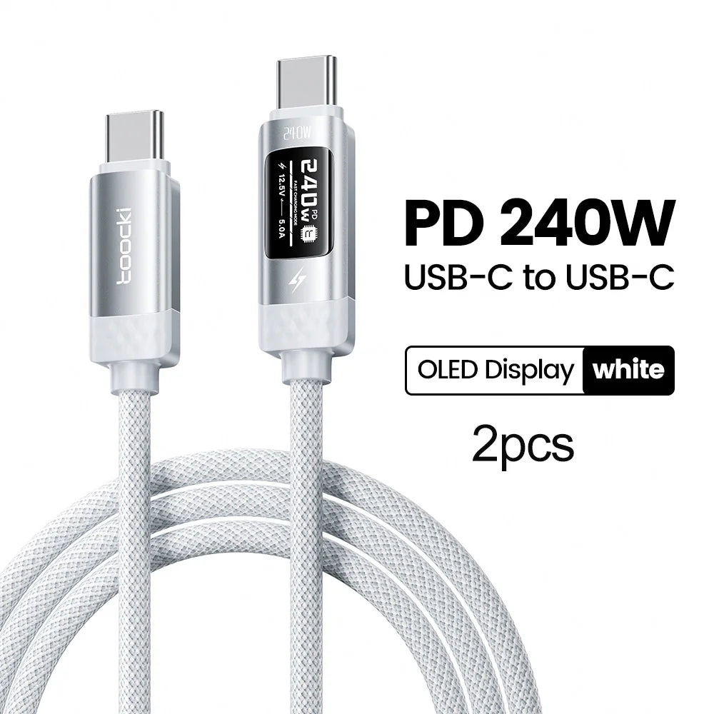 Cable USB C 240W Toocki OLED Carga Rápida PD 3.1 480Mbps