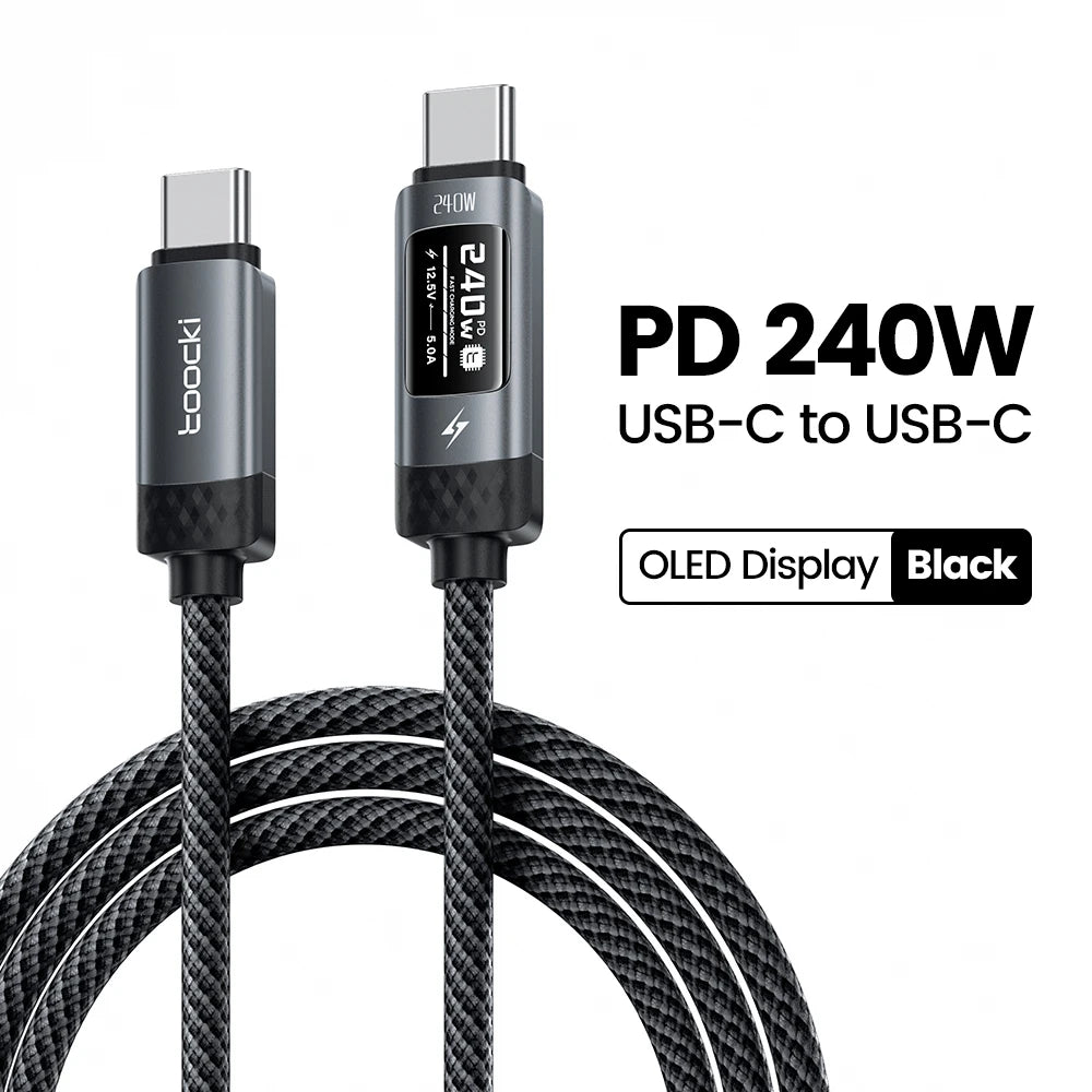 Cable USB C 240W Toocki OLED Carga Rápida PD 3.1 480Mbps