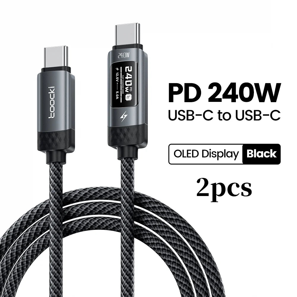 Cable USB C 240W Toocki OLED Carga Rápida PD 3.1 480Mbps