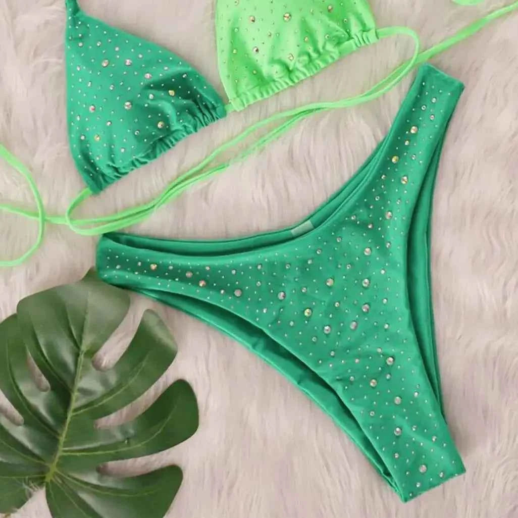 Bikini Halter Pedrería Diamantes Varleinsar V6467 Mujer