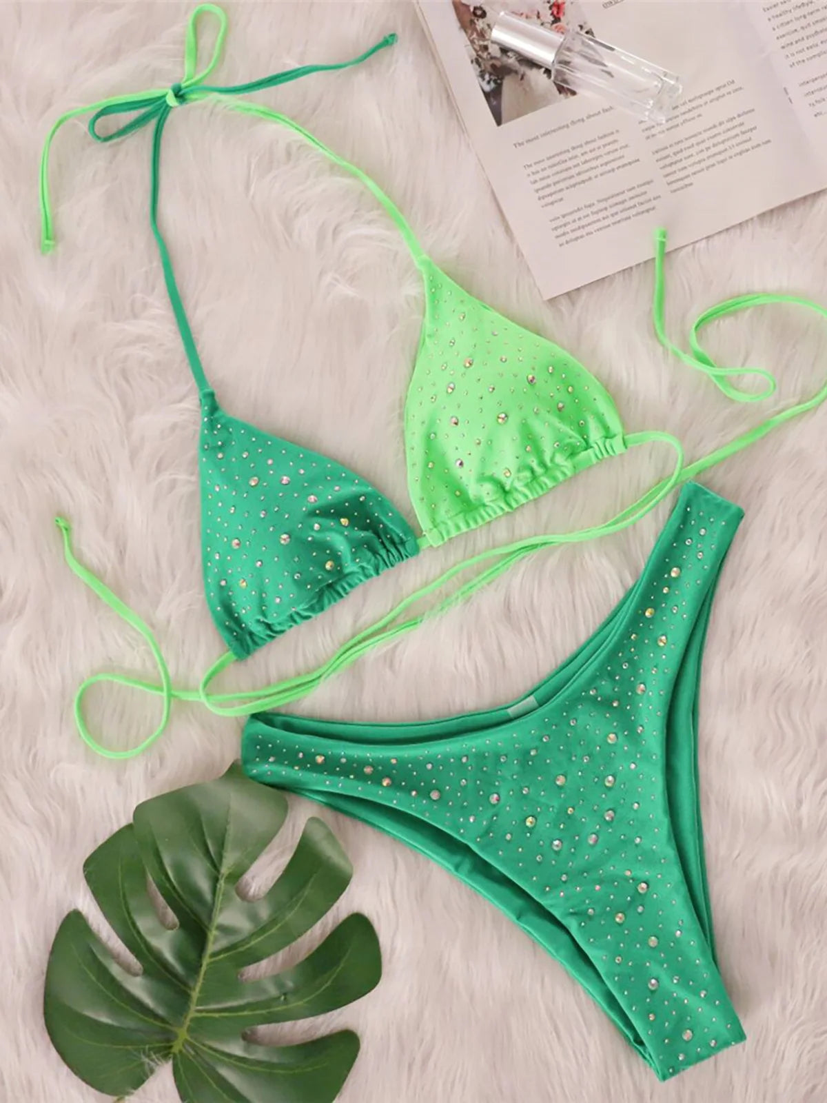 Bikini Pedrería Diamantes Halter Mujer V6467 - Varleinsar Verano Playa - Corporación Turística