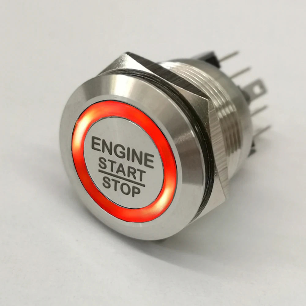 Interruptor Botón Motor Start Stop 19-30mm Anillo Luminoso Momentáneo