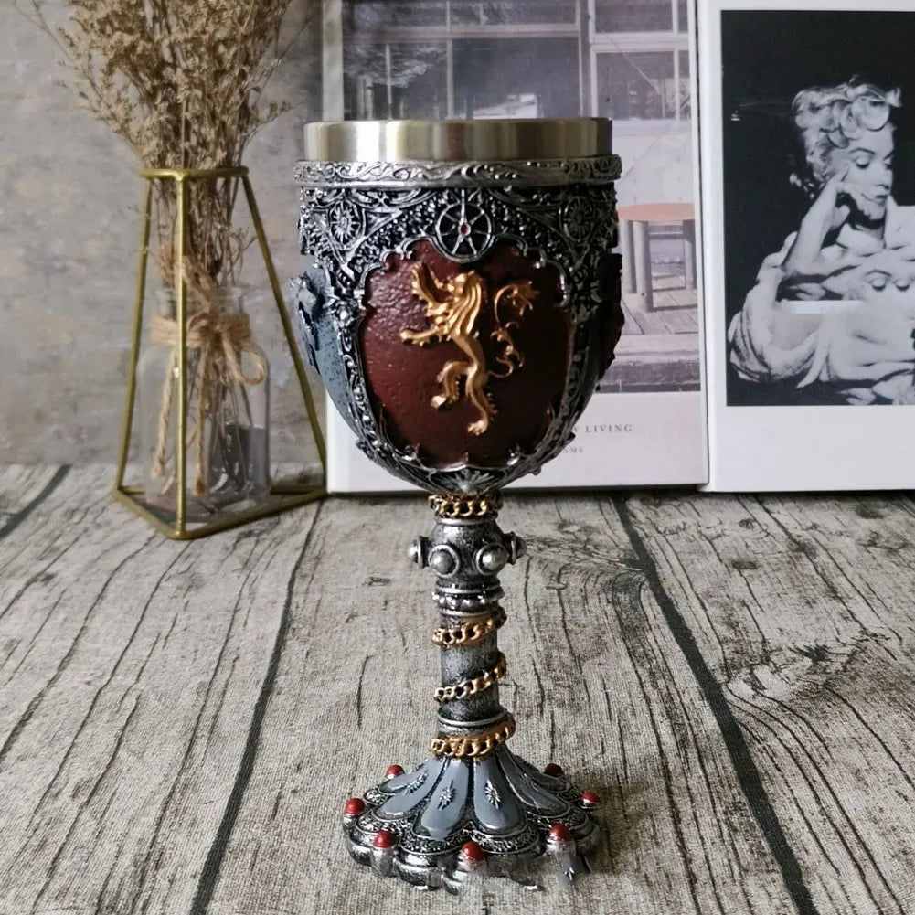 Taza Caballero Medieval Acero Inoxidable Resina Retro | Calavera Gótica