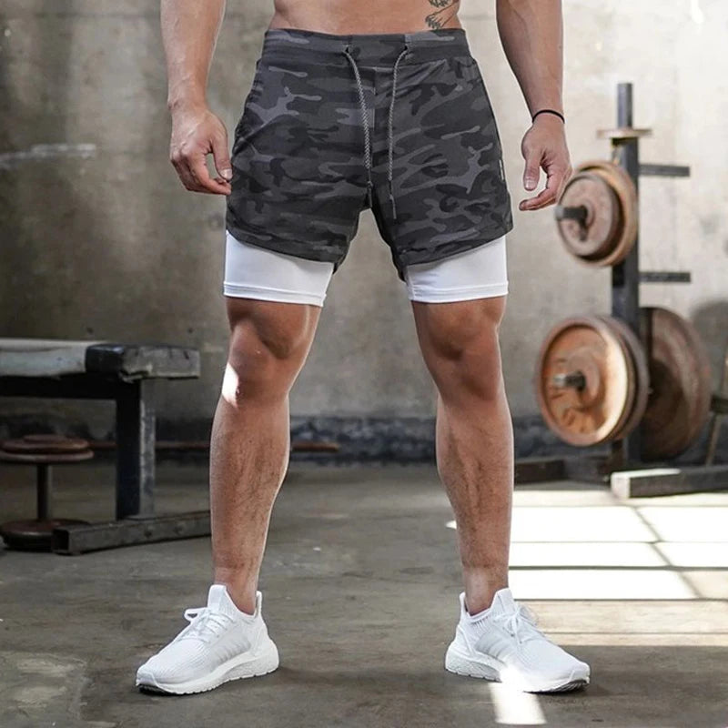Pantalones Cortos Camuflaje Hombre Gym 2 en 1 Secado Rápido - Corporación Turística