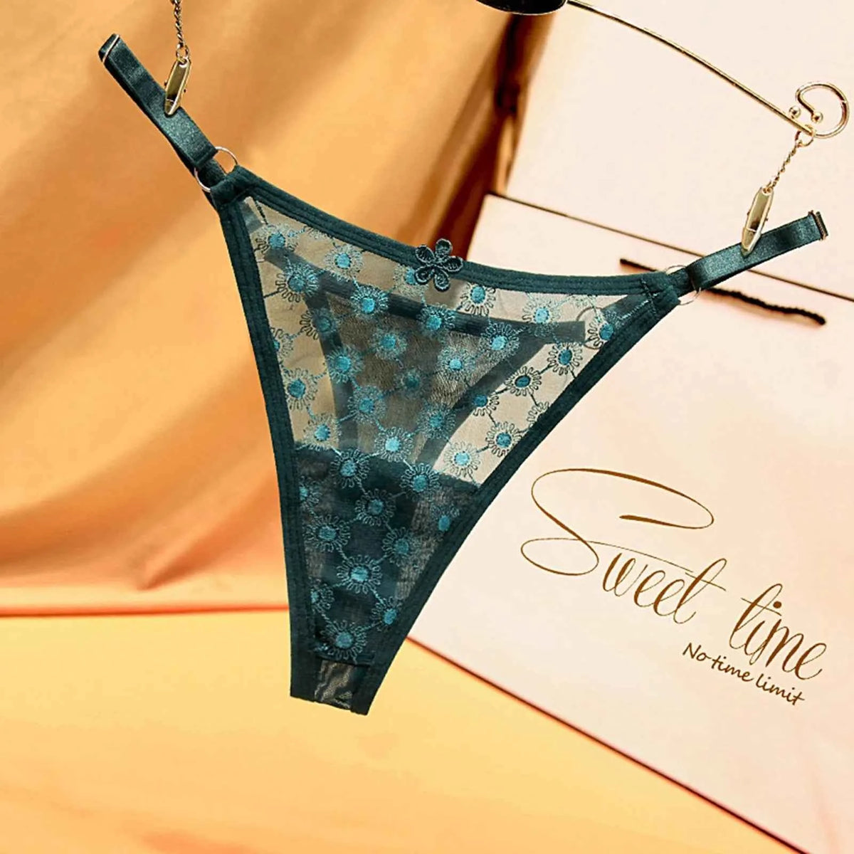 Tanga Encaje Floral ZOMAXIUJEE Cintura Baja Sexy Lencería Mujer
