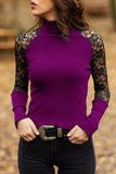 Purple Blusa cuello de tortuga y encaje by malltor sold by malltor