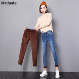 L-blue white velvet Pantalones de Invierno by malltor sold by malltor