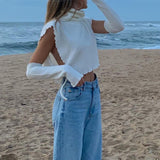 white Camiseta de Punto Sólido by malltor sold by malltor