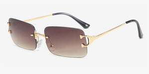 gold with brown Lentes de sol rectangulares by malltor sold by malltor