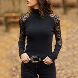 Purple Blusa cuello de tortuga y encaje by malltor sold by malltor