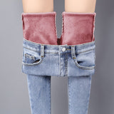 L-blue pink velvet Pantalones de Invierno by malltor sold by malltor