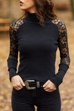 Black Blusa cuello de tortuga y encaje by malltor sold by malltor