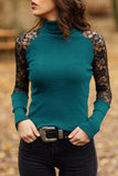 bird blue Blusa cuello de tortuga y encaje by malltor sold by malltor