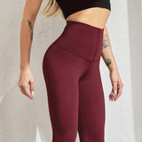 Wine Red Leggins De Cintura Alta by malltor sold by malltor
