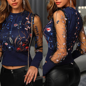 Blue Blusa floral de manga larga by malltor sold by malltor