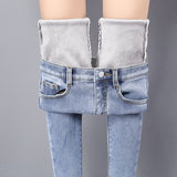 L-blue white velvet Pantalones de Invierno by malltor sold by malltor