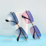 gold with brown Lentes de sol rectangulares by malltor sold by malltor