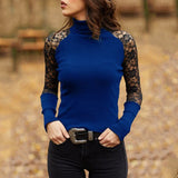 Purple Blusa cuello de tortuga y encaje by malltor sold by malltor