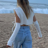 white Camiseta de Punto Sólido by malltor sold by malltor
