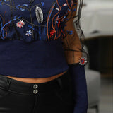 Blue Blusa floral de manga larga by malltor sold by malltor