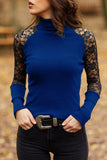 Sapphire Blue Blusa cuello de tortuga y encaje by malltor sold by malltor